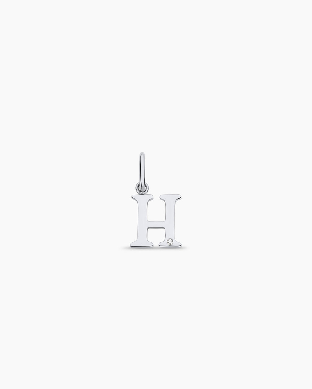 Diamond Vintage Alphabet Charm || option::14K Solid White Gold, H