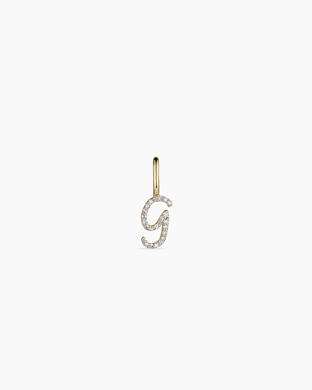 Diamond Script Alphabet Charm || option::14K Solid Gold, G