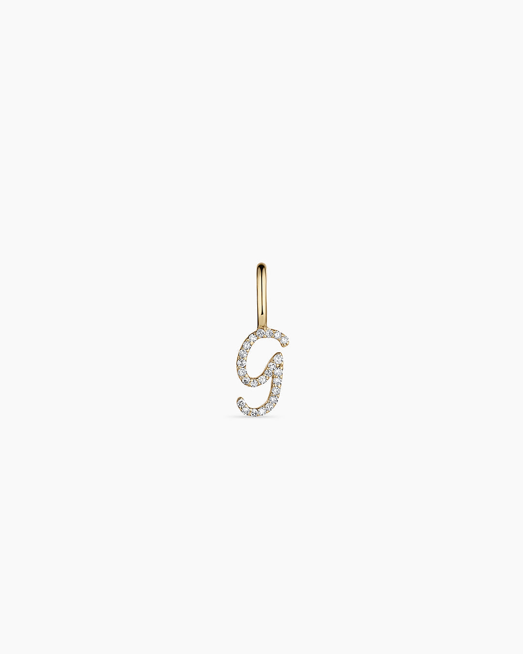 Diamond Script Alphabet Charm || option::14K Solid Gold, G