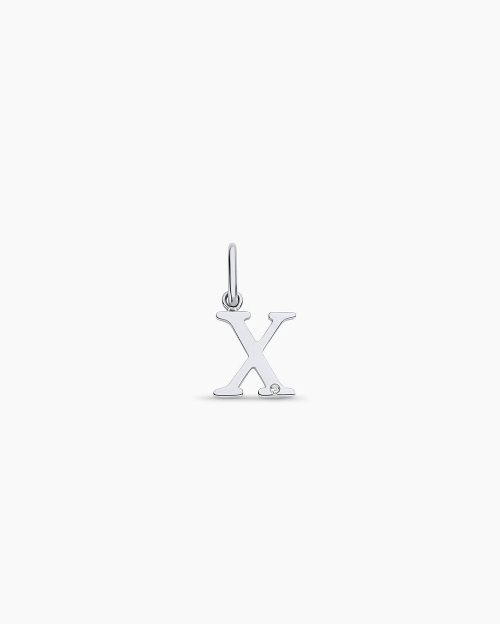 Diamond Vintage Alphabet Charm || option::14K Solid White Gold, X