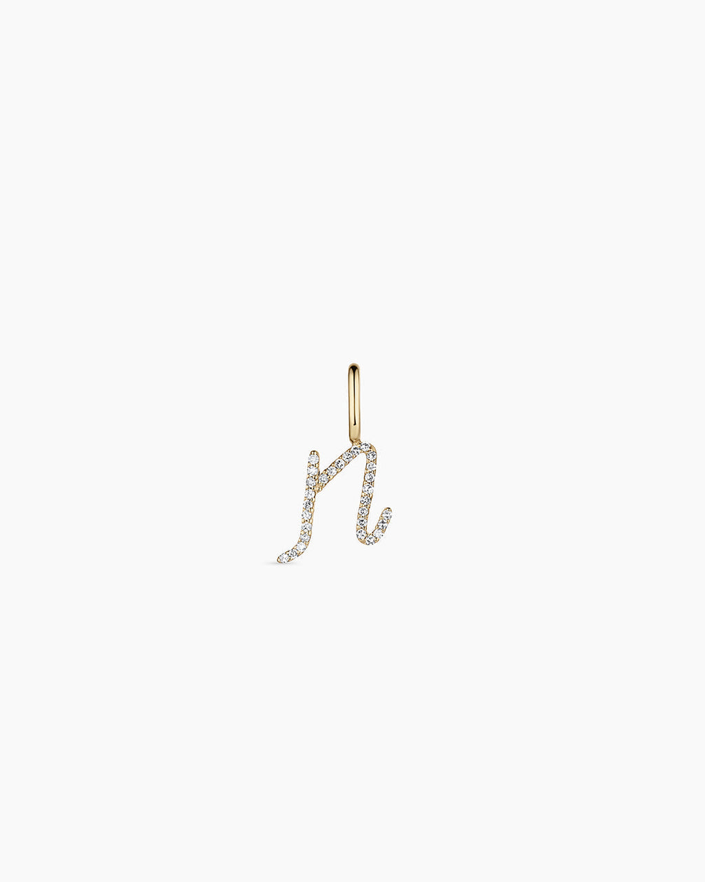 Diamond Script Alphabet Charm || option::14K Solid Gold, N