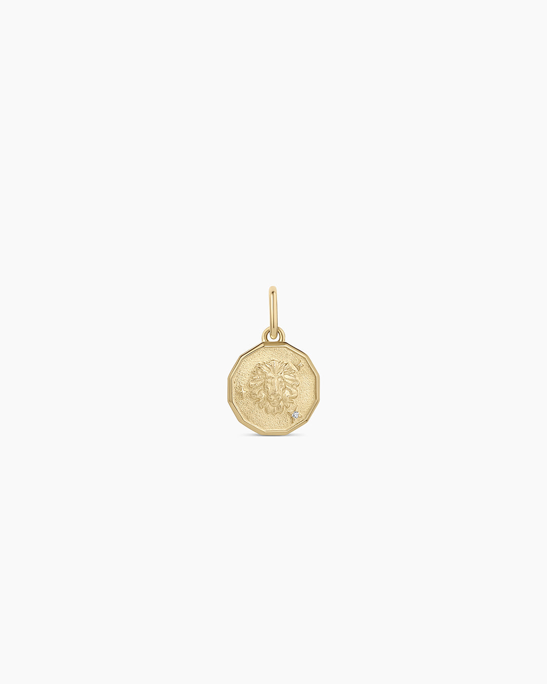 Diamond Zodiac Coin Charm || option::14K Solid Gold, Leo