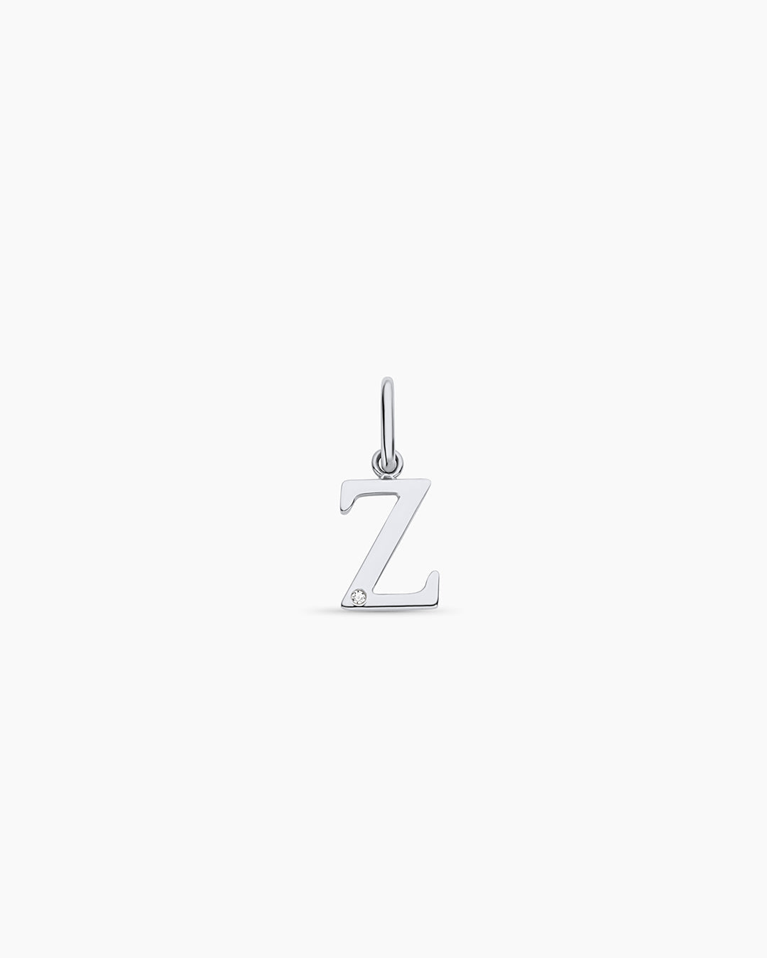 Diamond Vintage Alphabet Charm || option::14K Solid White Gold, Z