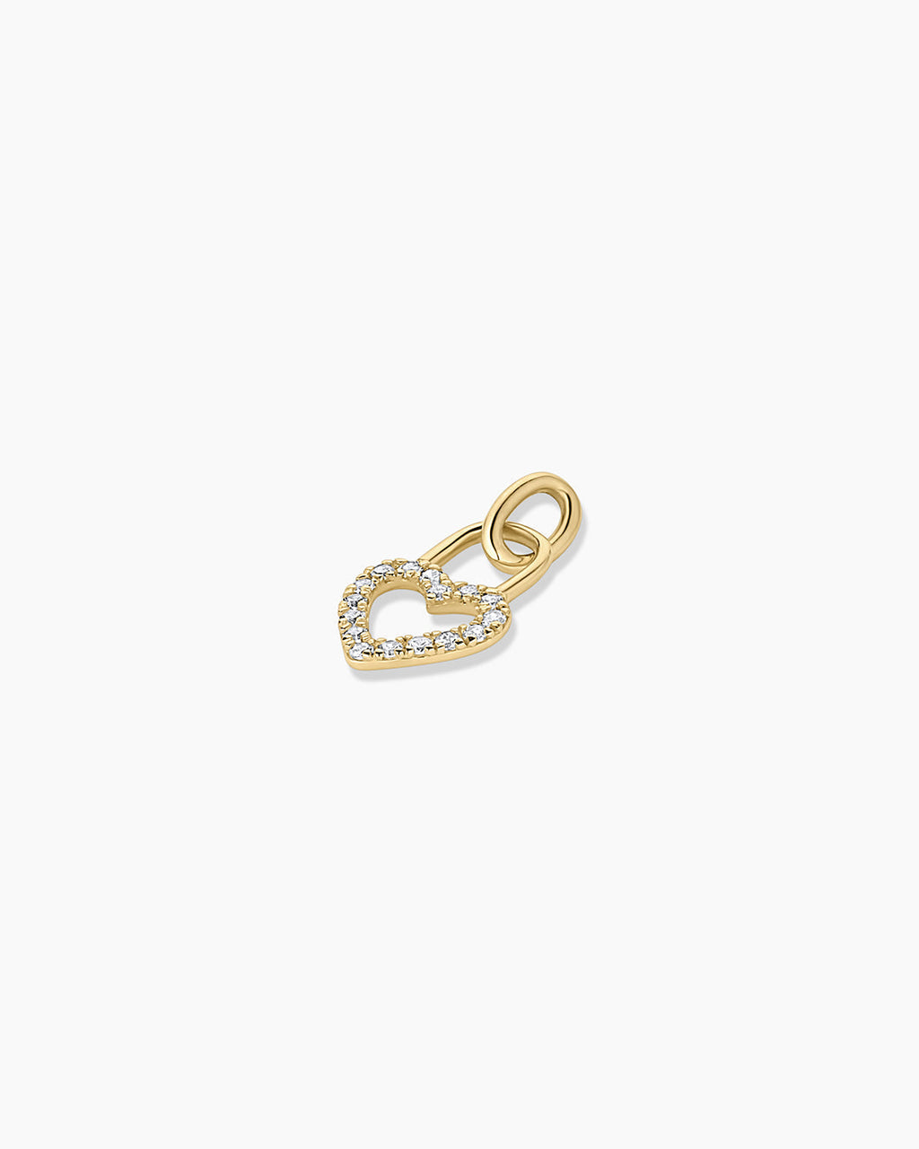 Diamond Heart Padlock Charm || option::14K Solid Gold