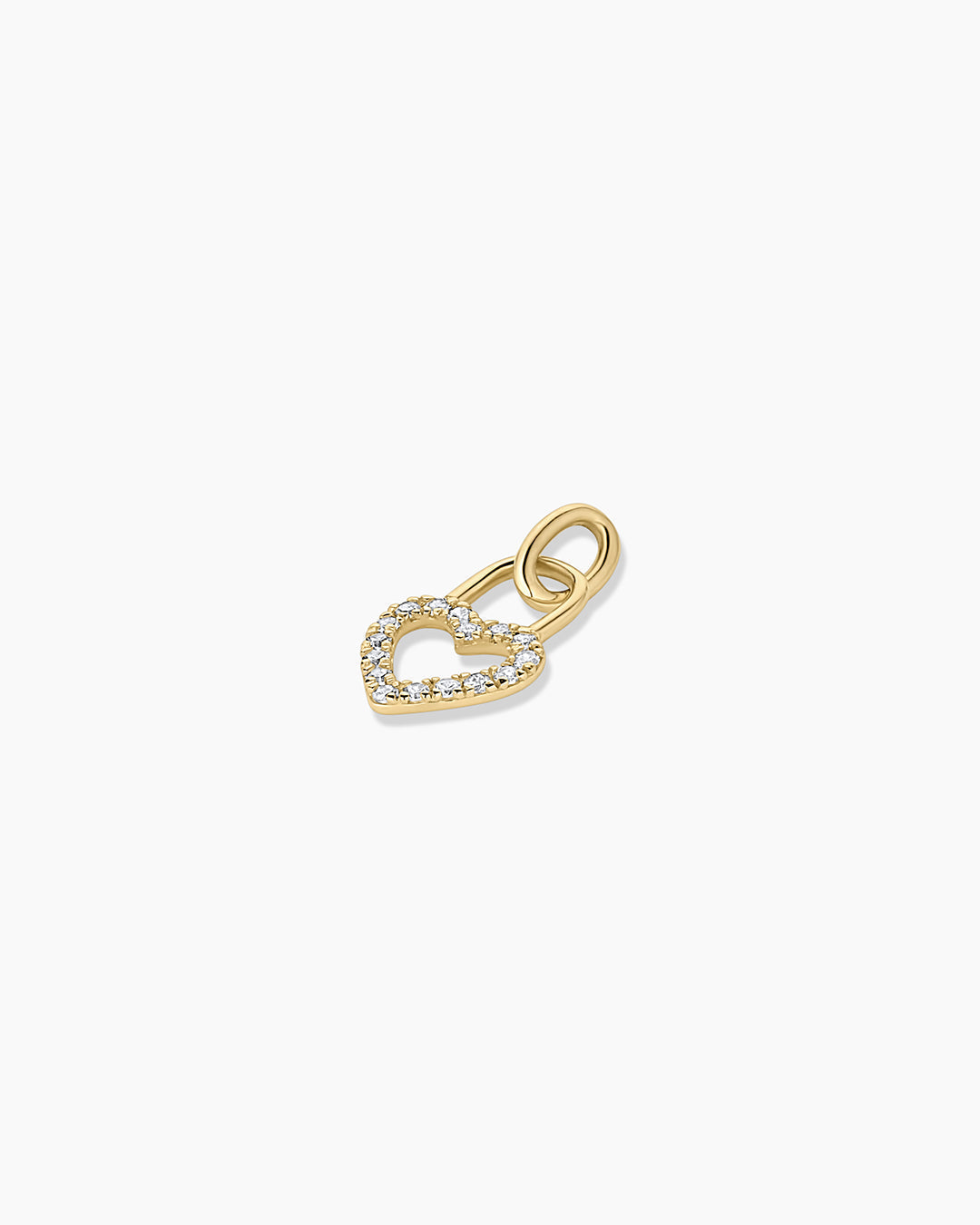 Diamond Heart Padlock Charm || option::14K Solid Gold