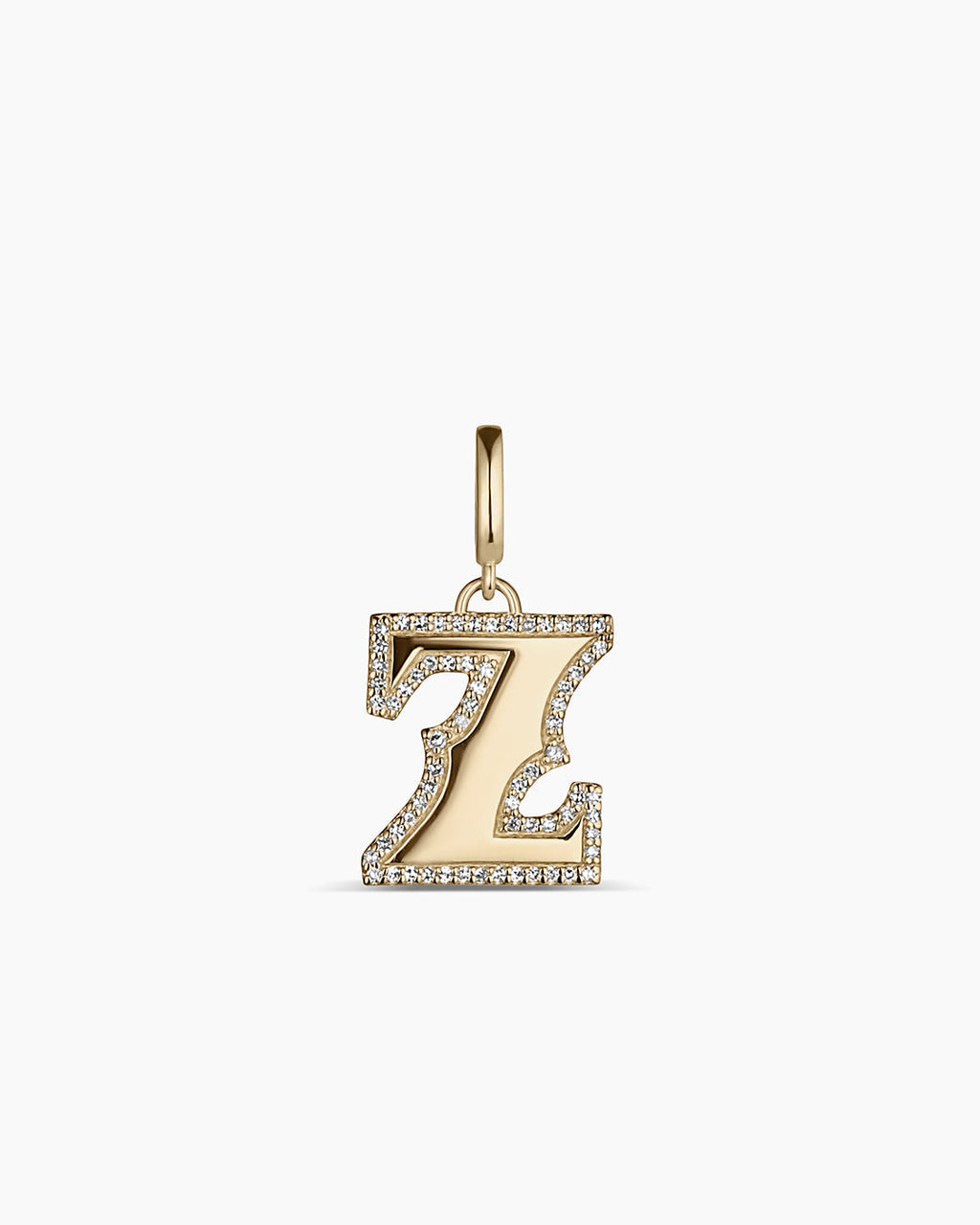 Diamond Era Alphabet Charm || option::14K Solid Gold, Z