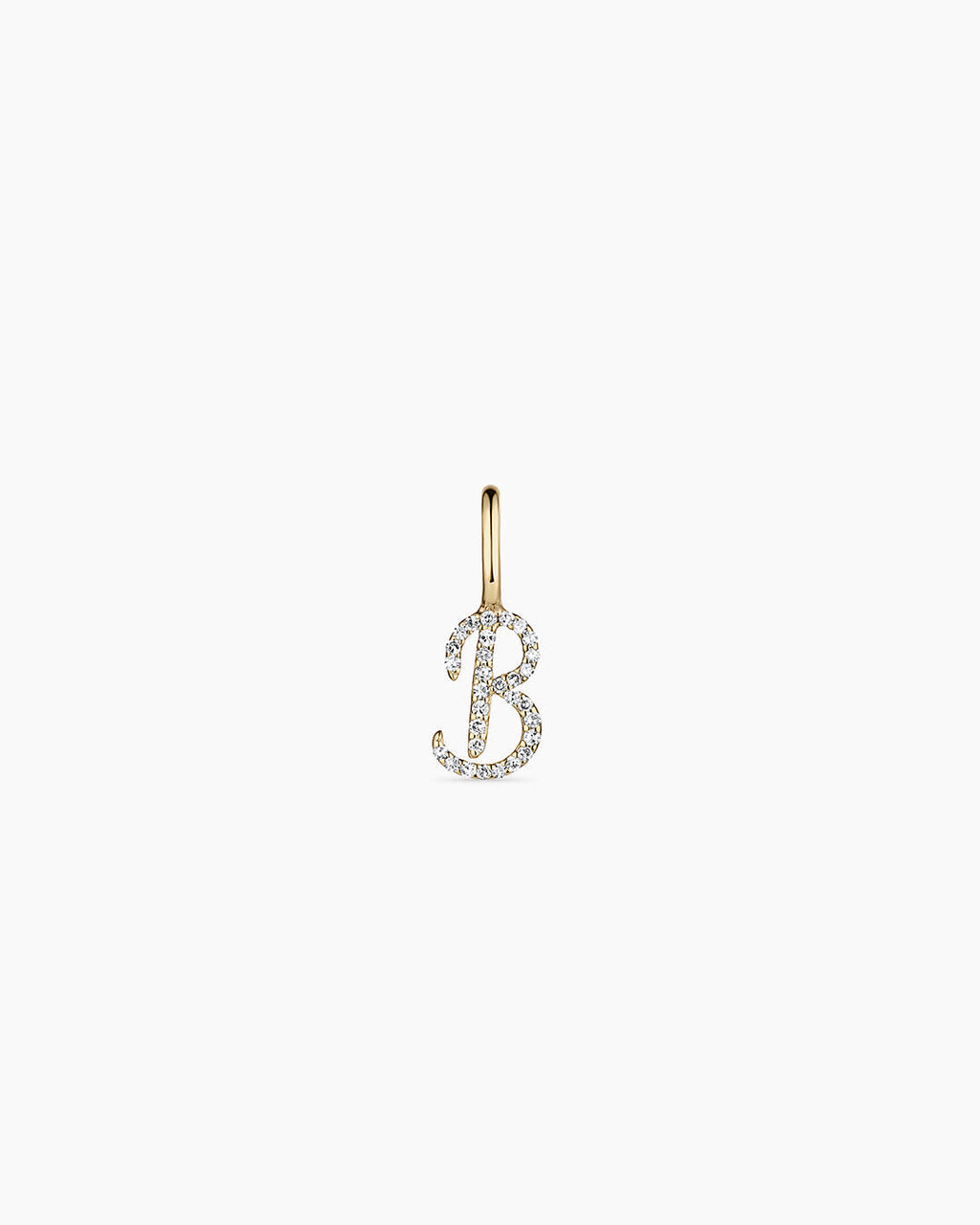 Diamond Script Alphabet Charm || option::14K Solid Gold, B