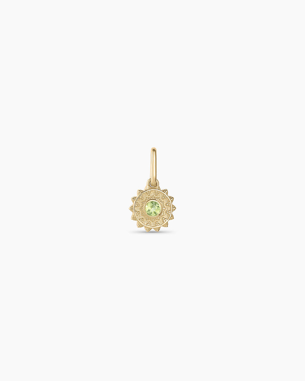 Sun Birthstone Charm || option::14K Solid Gold, Peridot - August