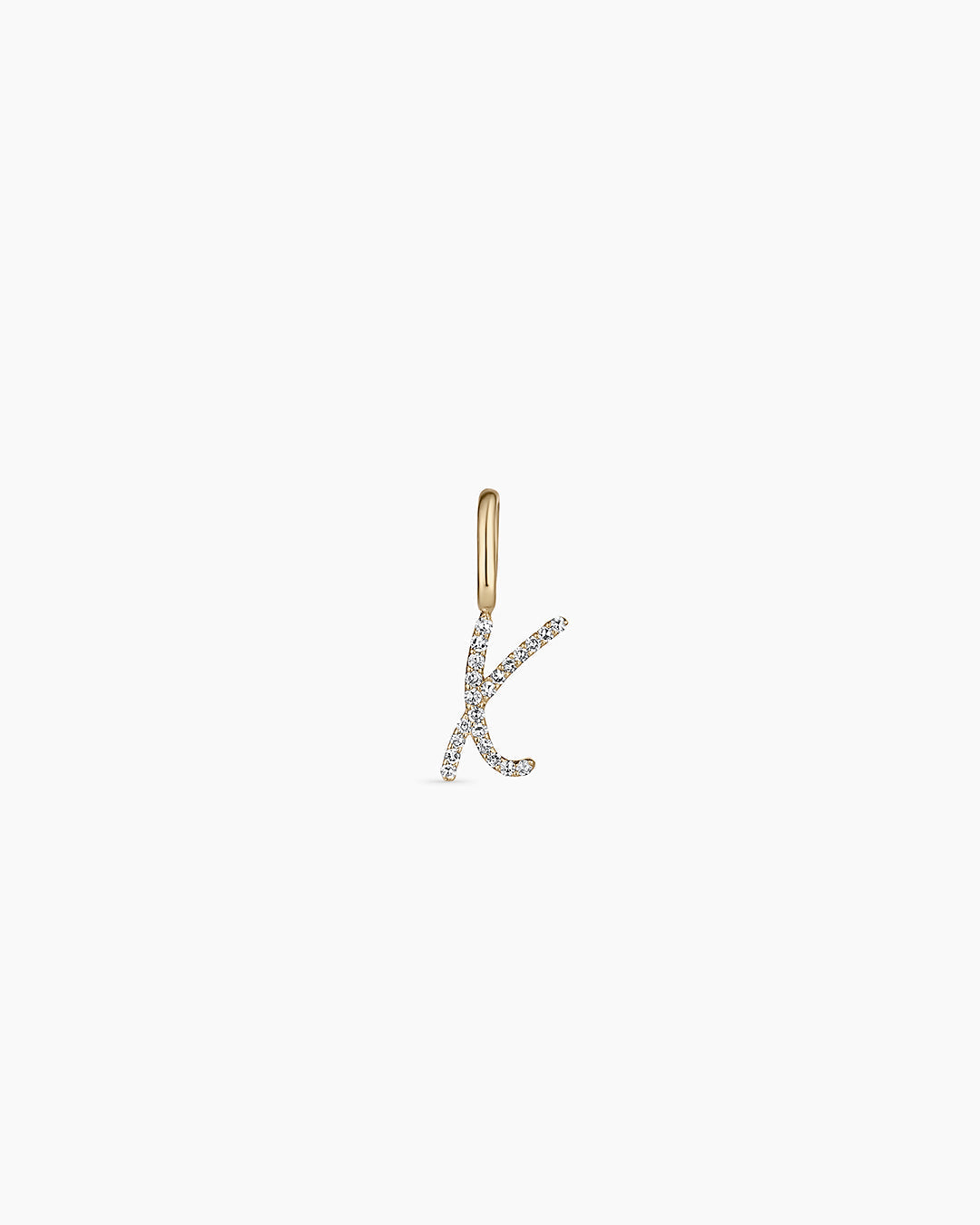 Diamond Script Alphabet Charm || option::14K Solid Gold, X