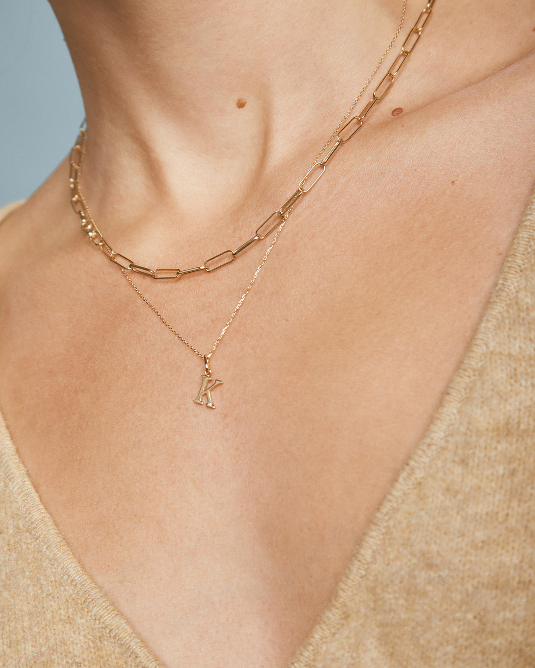 Diamond Vintage Alphabet Charm || option::14K Solid Gold, N