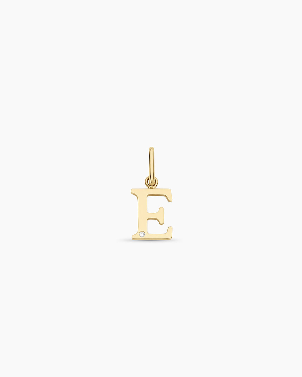 Diamond Vintage Alphabet Charm || option::14K Solid Gold, E