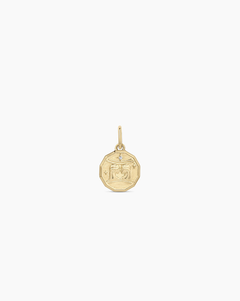 Diamond Zodiac Coin Charm || option::14K Solid Gold, Gemini