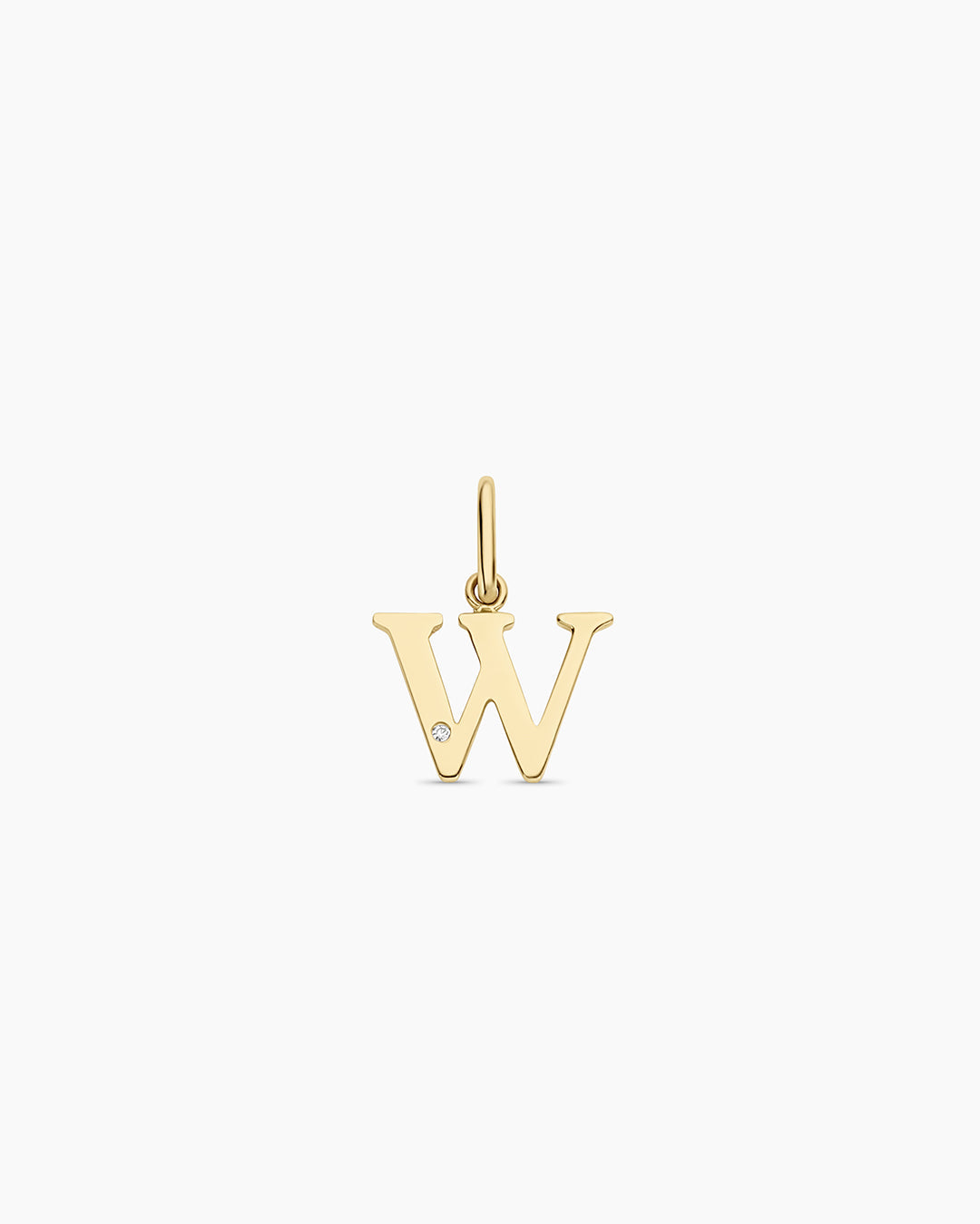 Diamond Vintage Alphabet Charm || option::14K Solid Gold, W