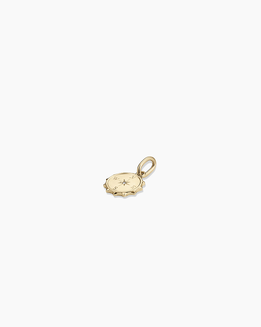 Diamond Compass Charm || option::14K Solid Gold