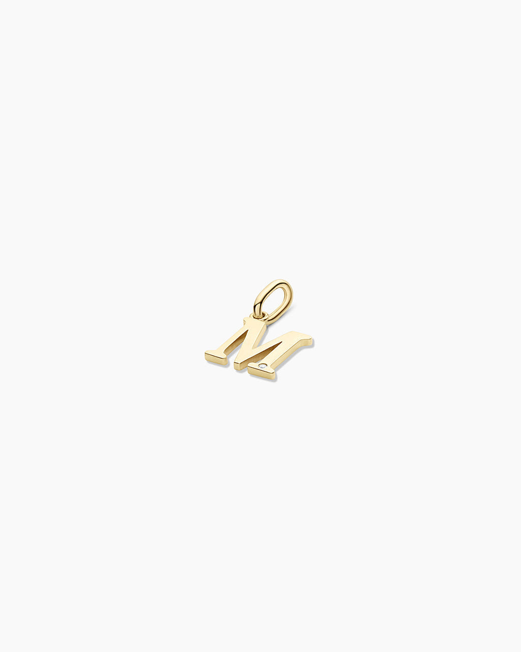 Diamond Vintage Alphabet Charm || option::14K Solid Gold, M