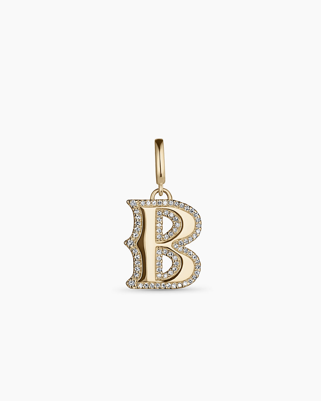 Diamond Era Alphabet Charm || option::14K Solid Gold, B
