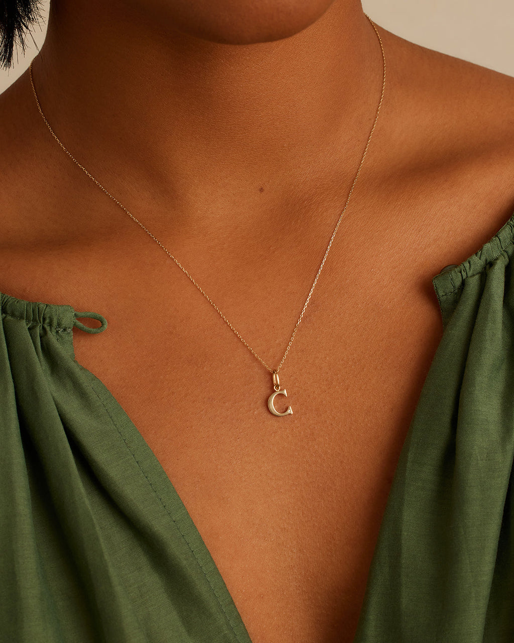 Diamond Vintage Alphabet Charm || option::14K Solid Gold, C