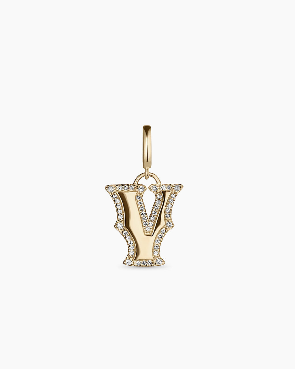 Diamond Era Alphabet Charm || option::14K Solid Gold, V