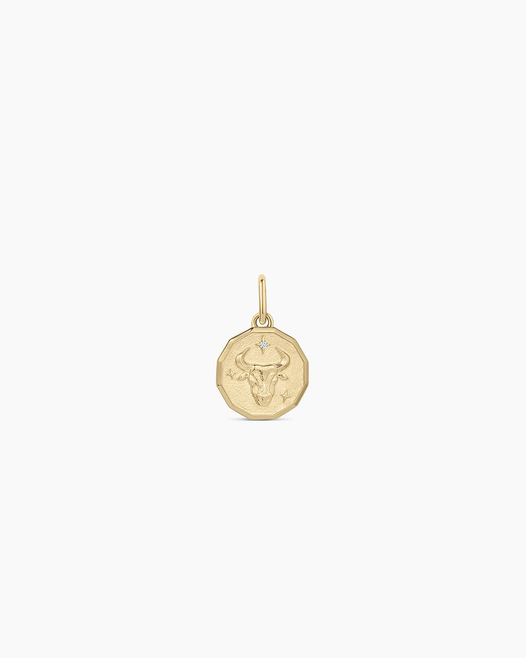 Diamond Zodiac Coin Charm || option::14K Solid Gold, Taurus