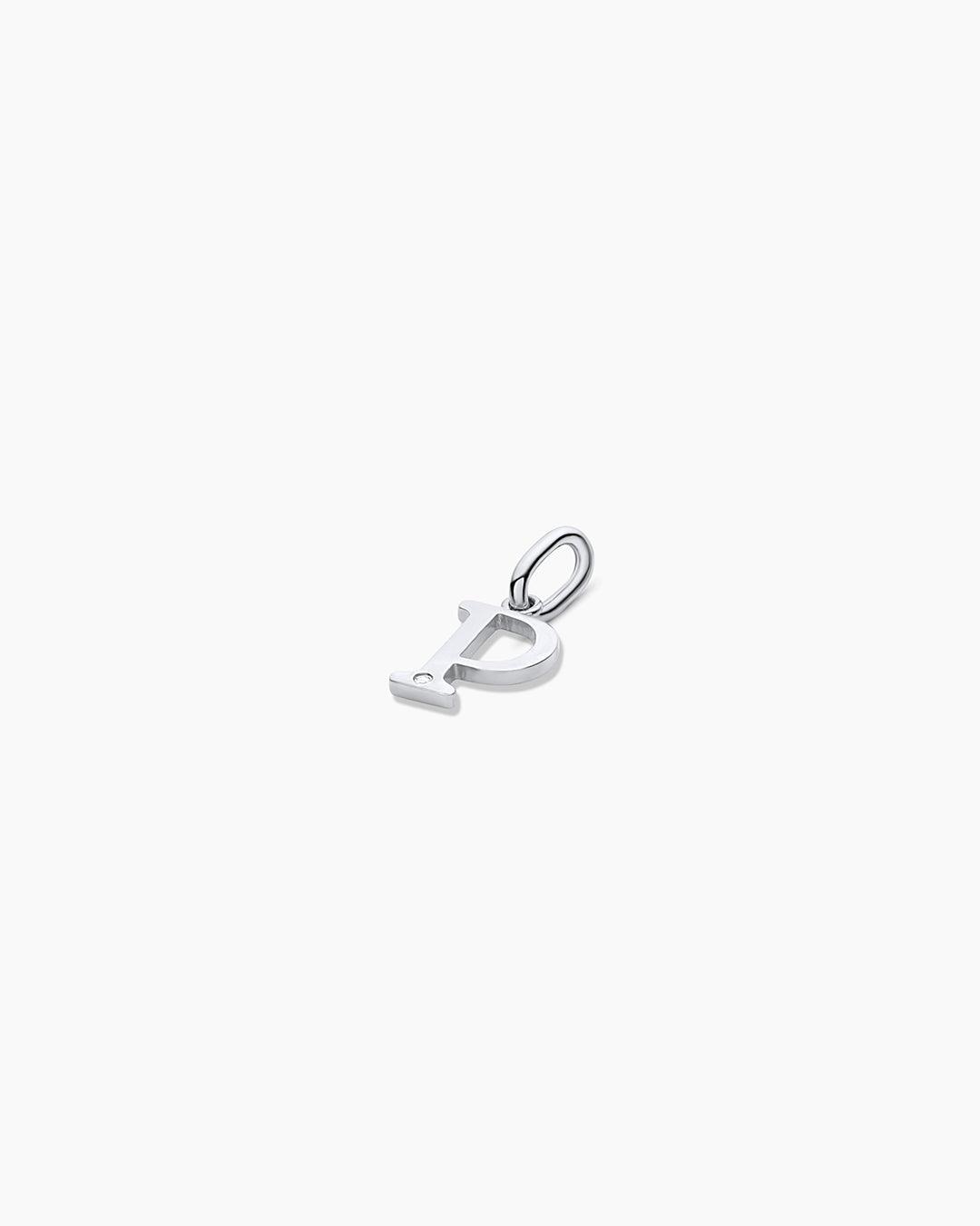 Diamond Vintage Alphabet Charm || option::14K Solid White Gold, P