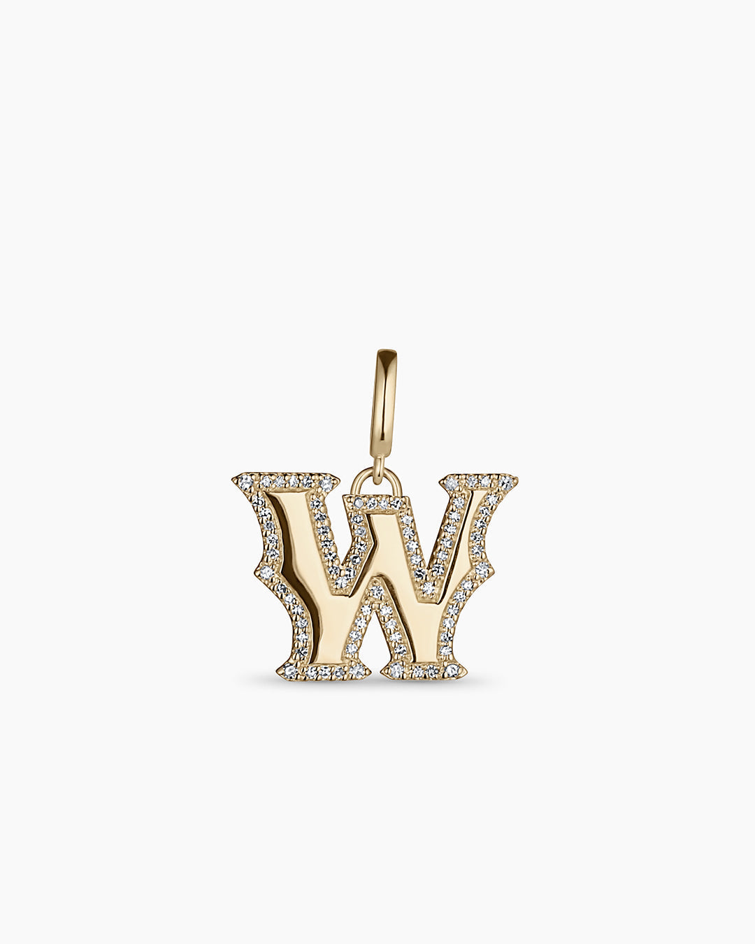 Diamond Era Alphabet Charm || option::14K Solid Gold, W