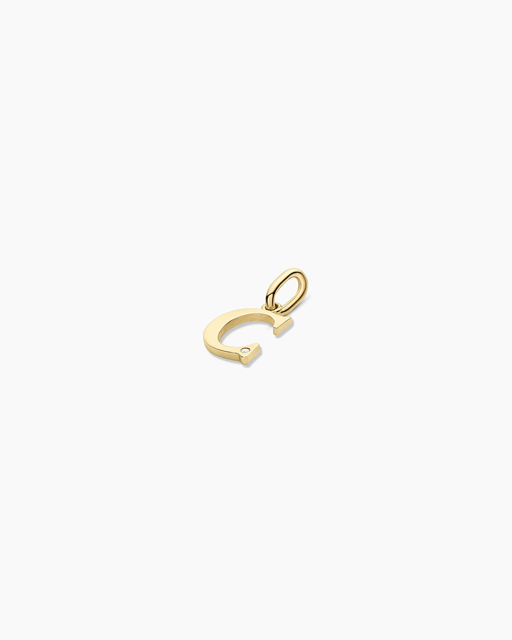 Diamond Vintage Alphabet Charm || option::14K Solid Gold, C