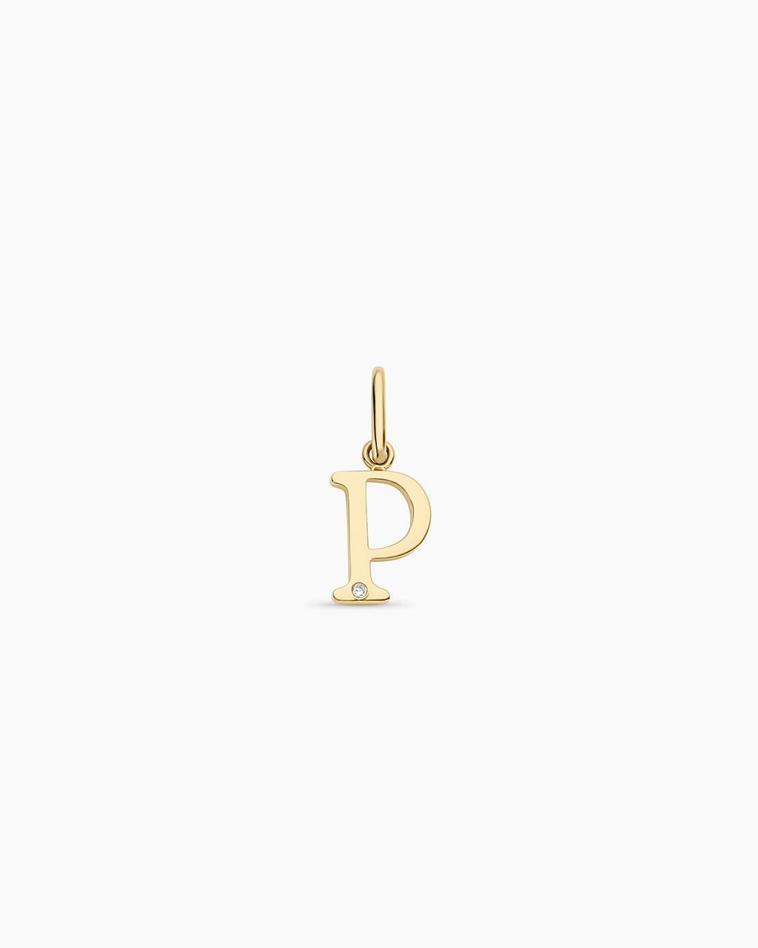 Diamond Vintage Alphabet Charm || option::14K Solid Gold, P