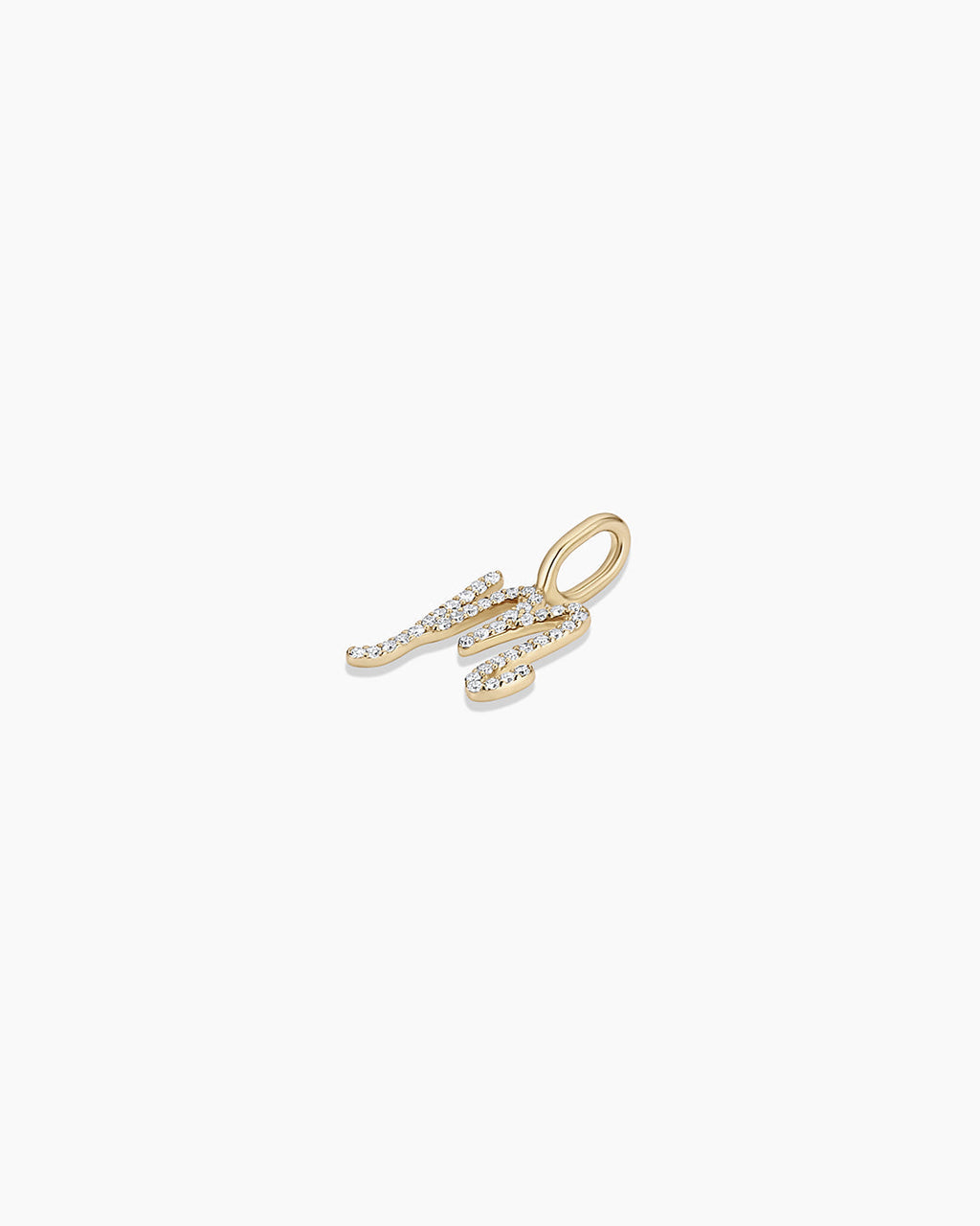Diamond Script Alphabet Charm || option::14K Solid Gold, M