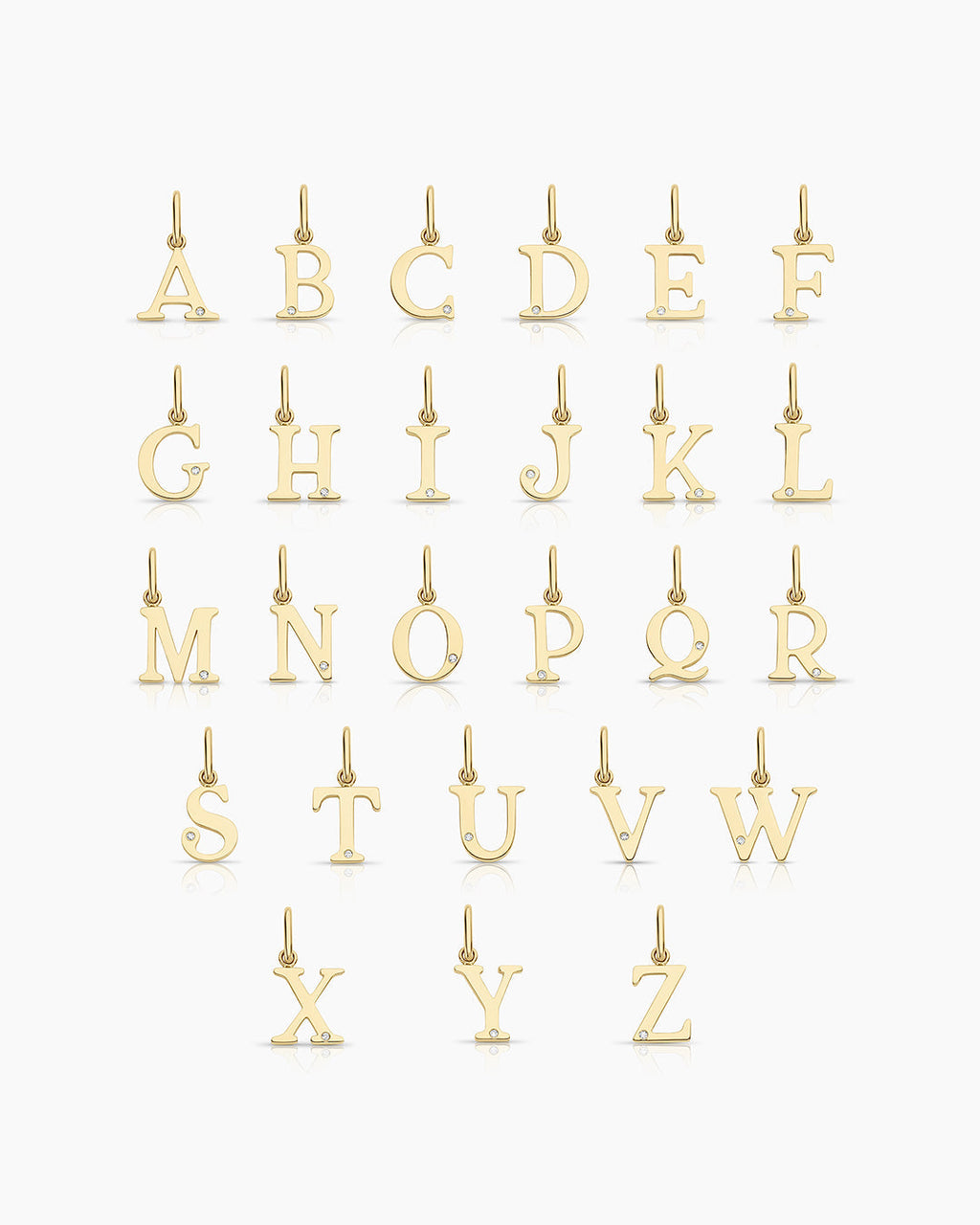 14K solid gold alphabet charms || option::14K Solid Gold