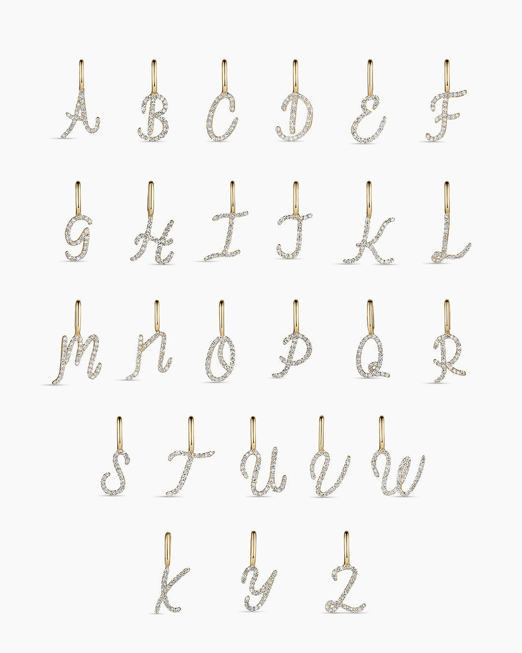 Diamond Script Alphabet Charm | All Letters
