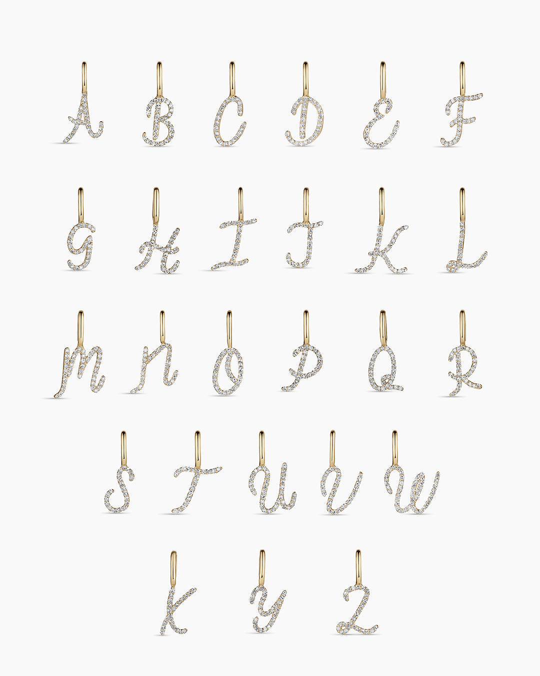 Diamond Script Alphabet Charm | All Letters