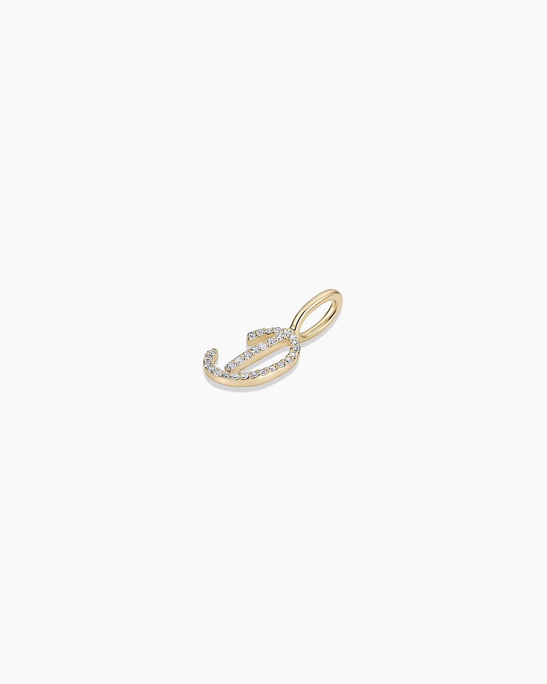 Diamond Script Alphabet Charm || option::14K Solid Gold, D