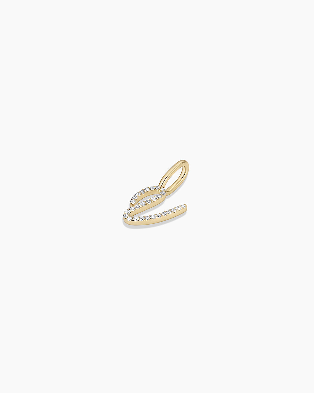Diamond Script Alphabet Charm || option::14K Solid Gold, V