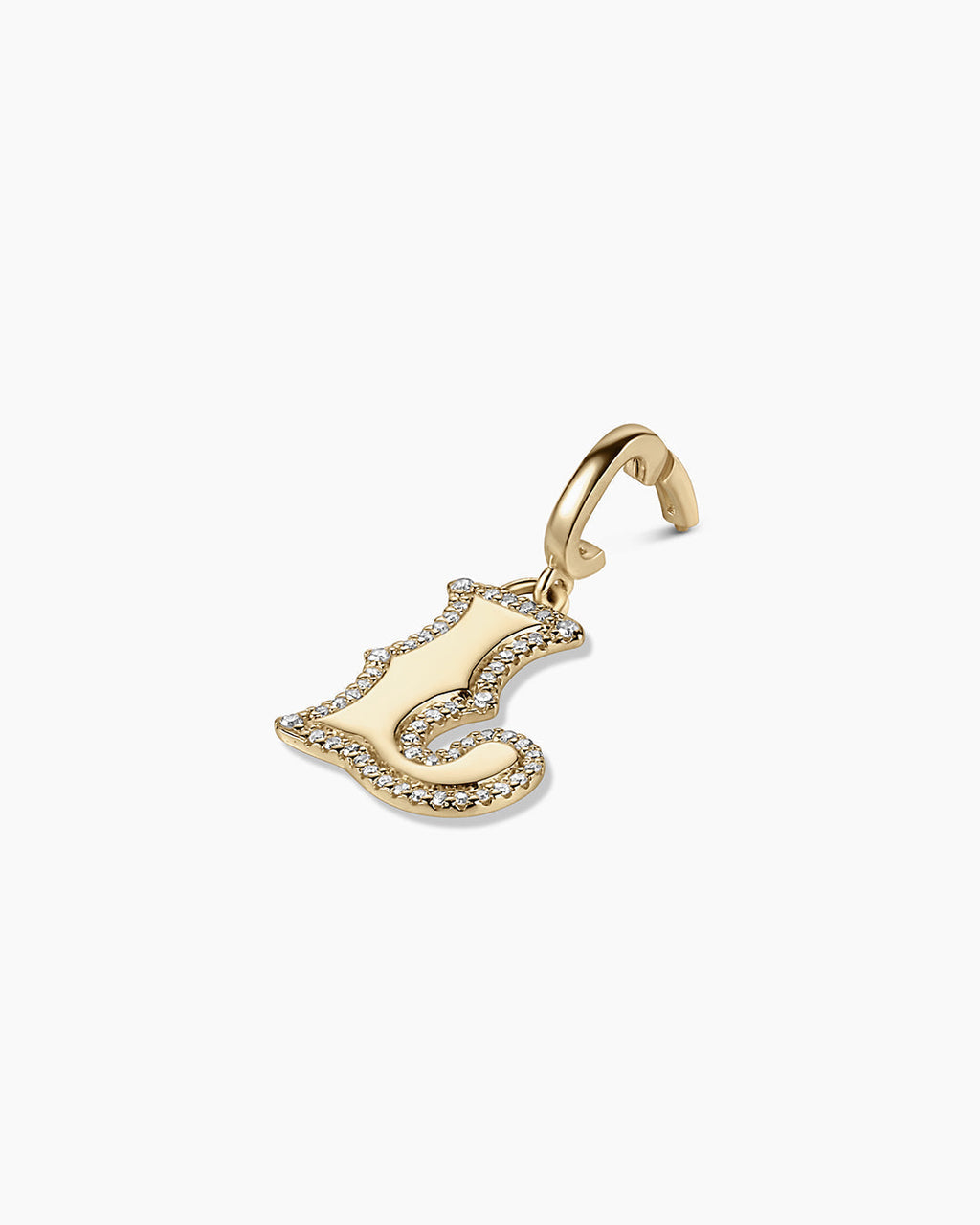 Diamond Era Alphabet Charm || option::14K Solid Gold, L