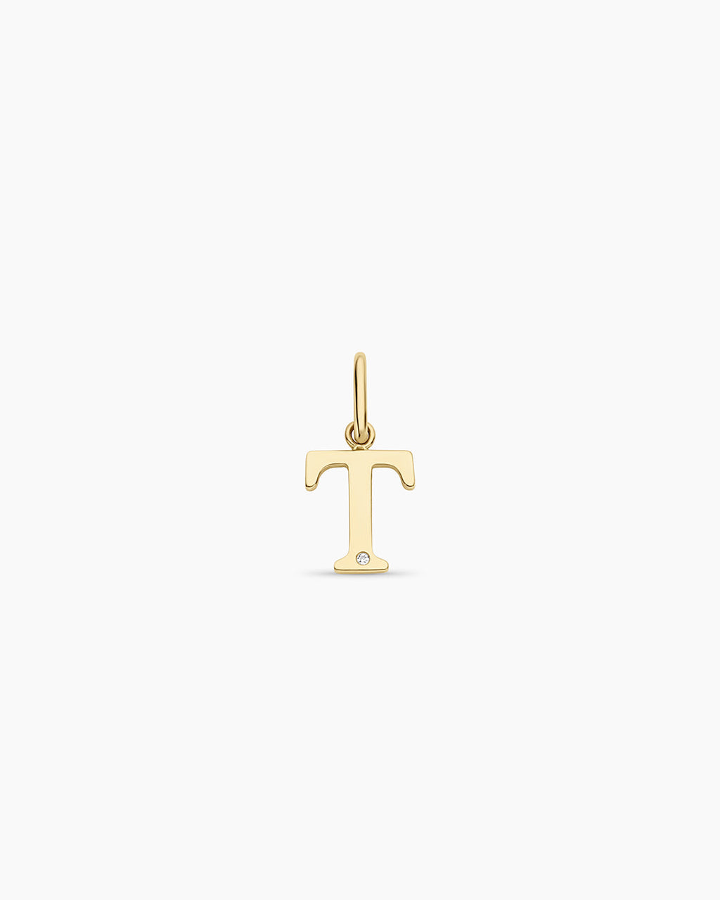 Diamond Vintage Alphabet Charm || option::14K Solid Gold, T