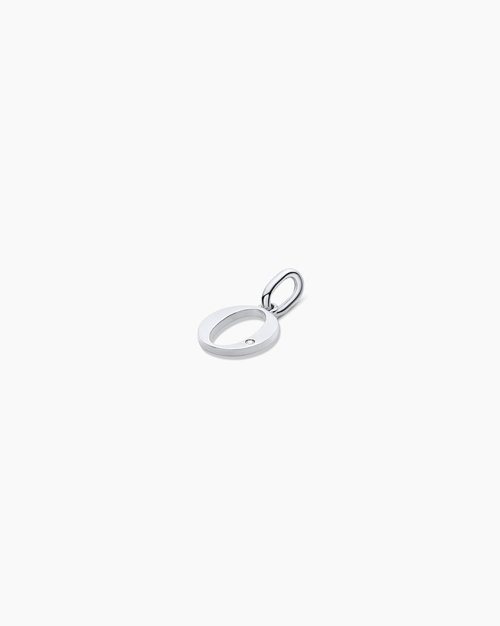 Diamond Vintage Alphabet Charm || option::14K Solid White Gold, O