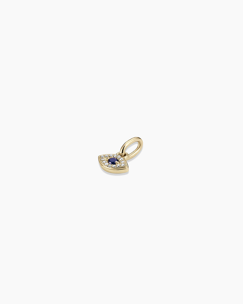 Diamond and Blue Sapphire Evil Eye Charm || option::14K Solid Gold