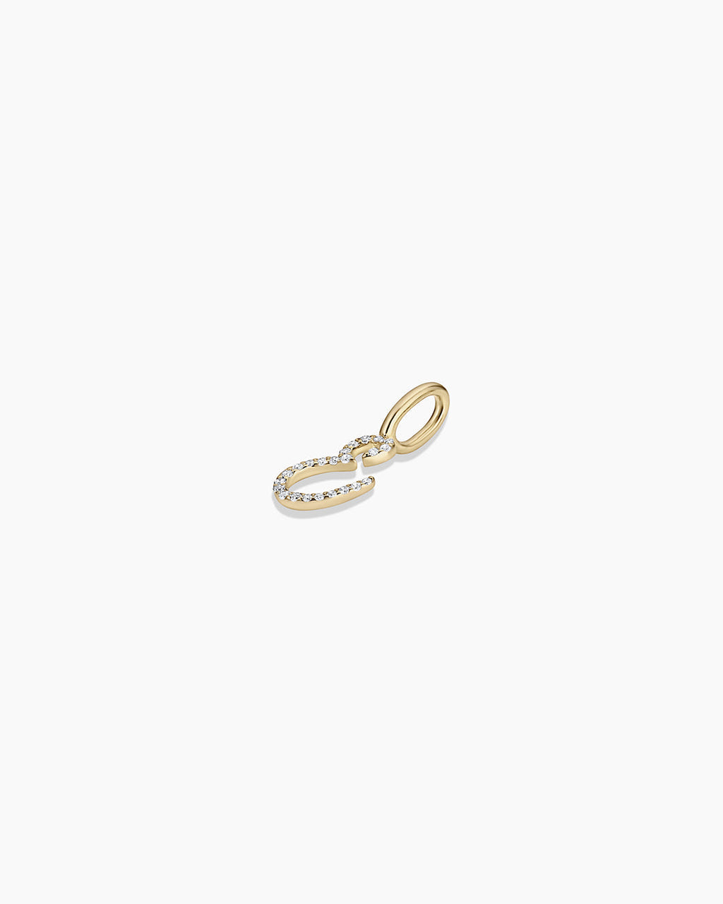 Diamond Script Alphabet Charm || option::14K Solid Gold, E