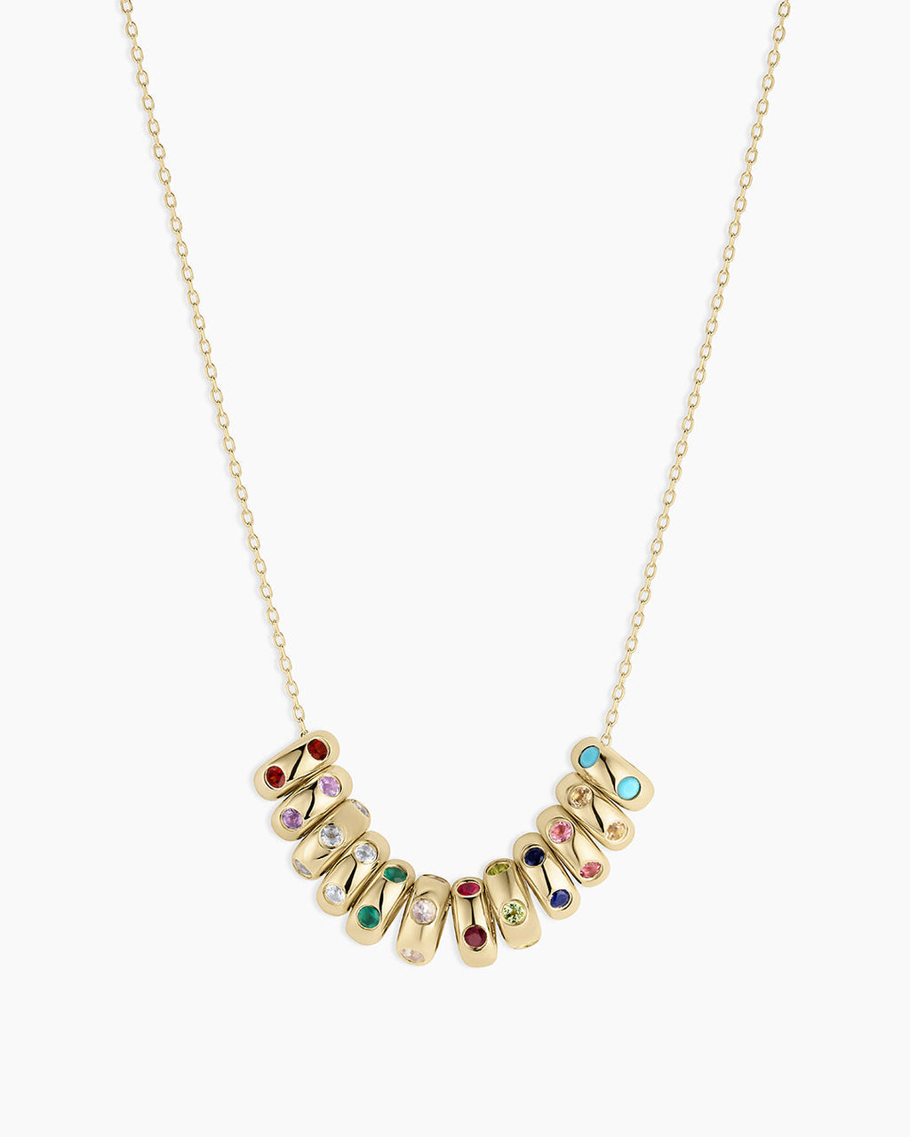 all birthstone halo charms on a chain