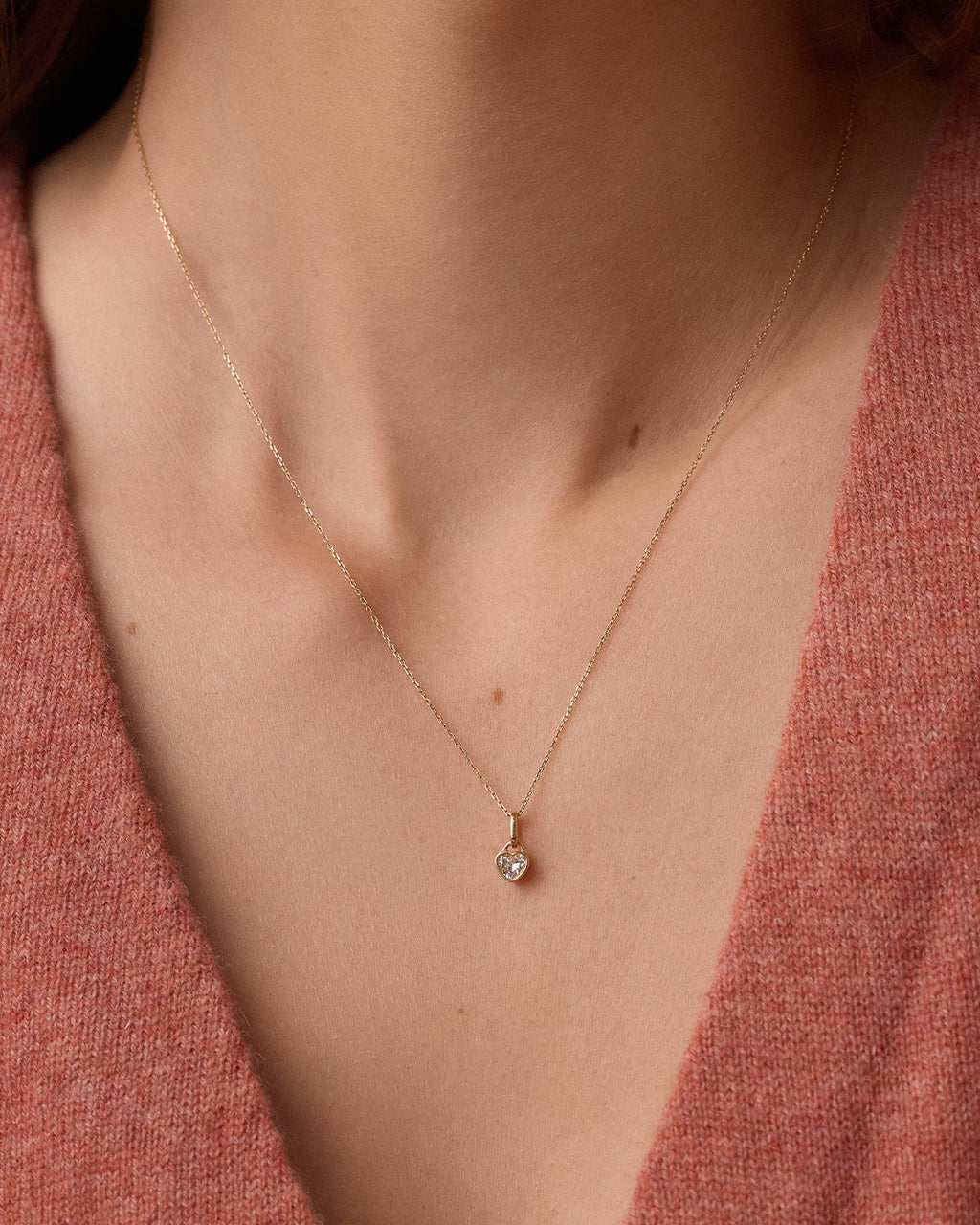 Lab Grown Diamond Heart Charm || option::14K Solid Gold