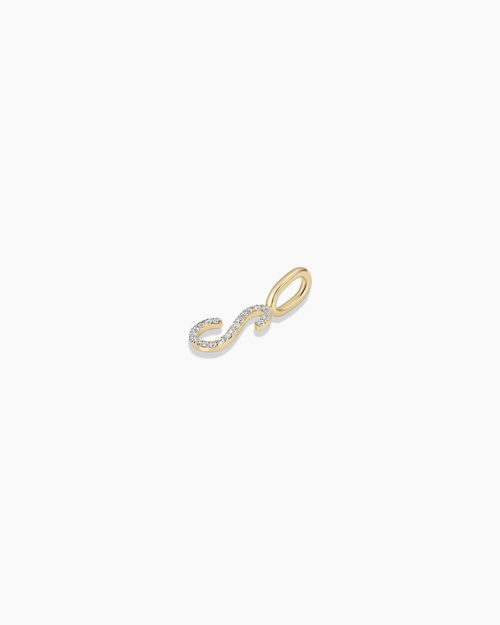 Diamond Script Alphabet Charm || option::14K Solid Gold, S