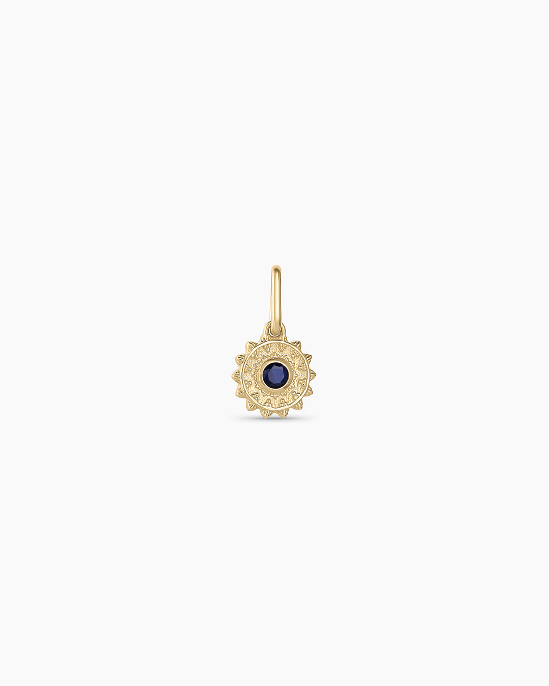 Sun Birthstone Charm || option::14K Solid Gold, Blue Sapphire - September