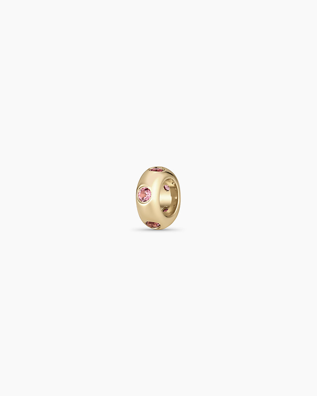 14K Gold Birthstone Halo Charm || option::14K Solid Gold, Pink Tourmaline - October