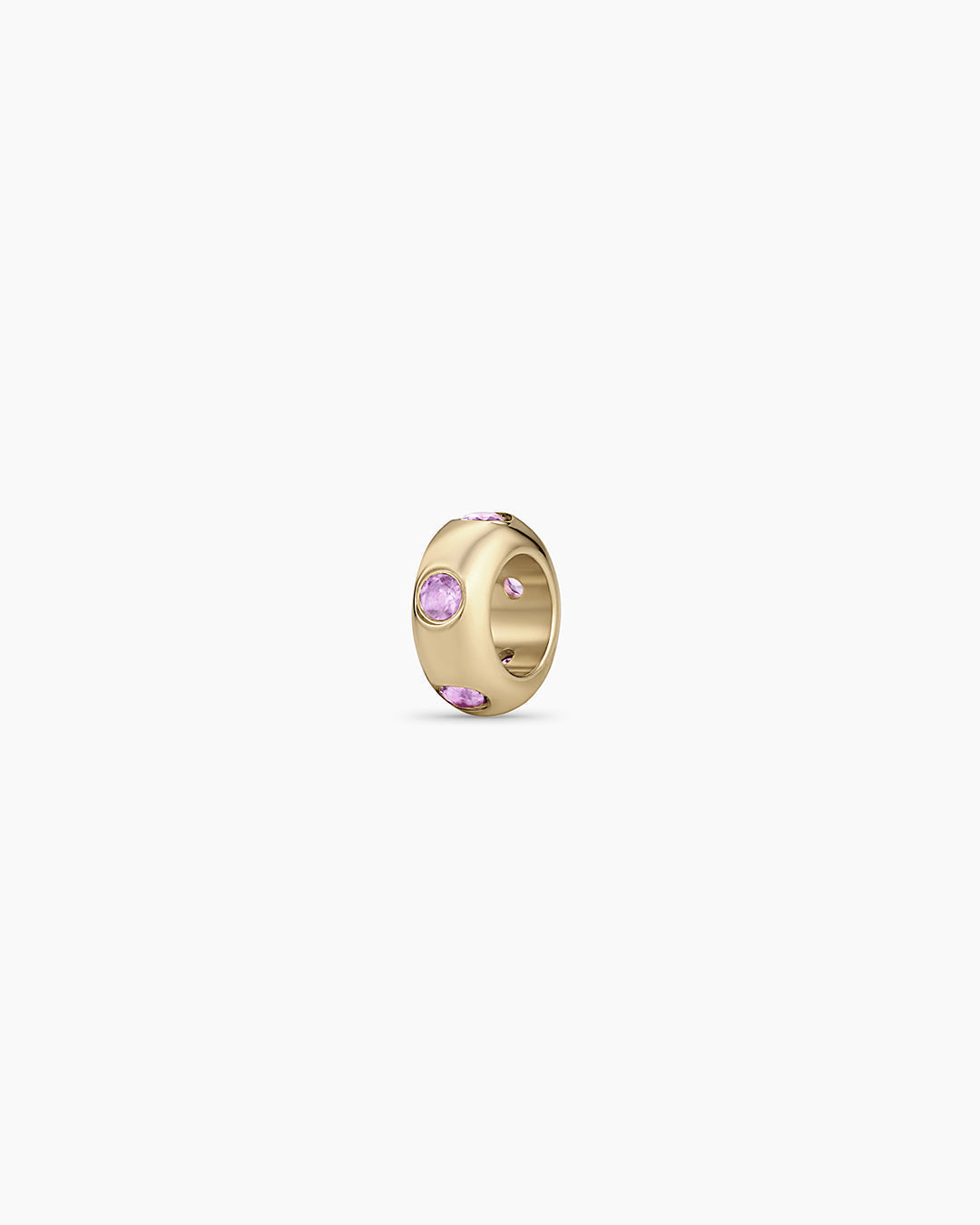 14K Gold Birthstone Halo Charm || option::14K Solid Gold, Amethyst - February