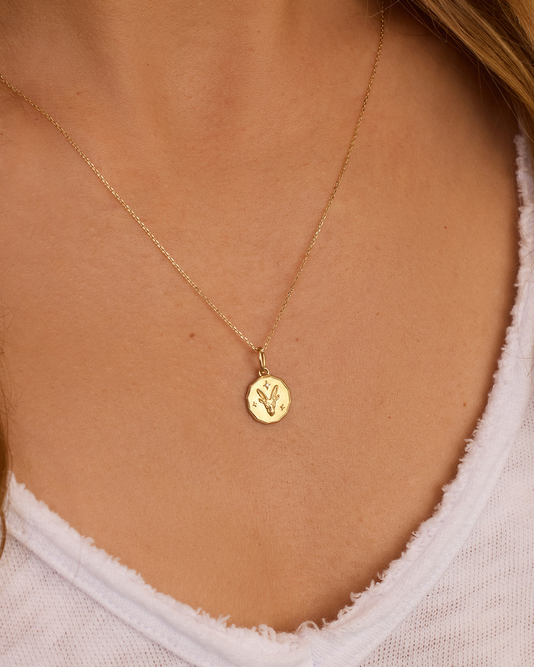 Diamond Zodiac Coin Charm || option::14K Solid Gold, Sagittarius