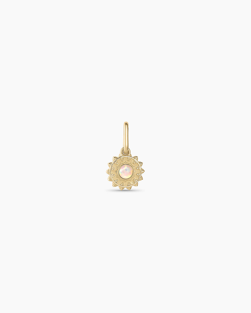 Sun Birthstone Charm || option::14K Solid Gold, Opal - October