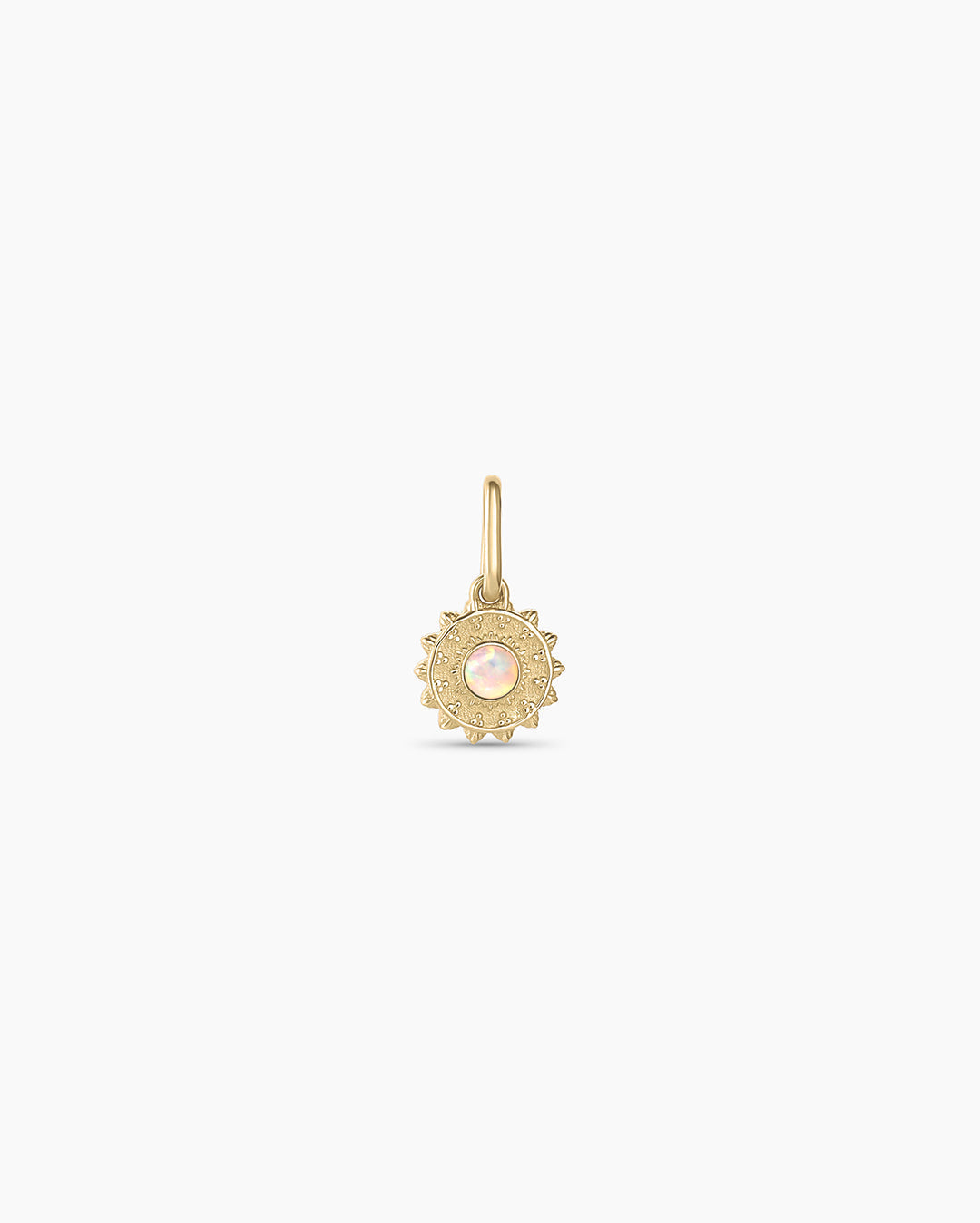 Sun Birthstone Charm || option::14K Solid Gold, Opal - October