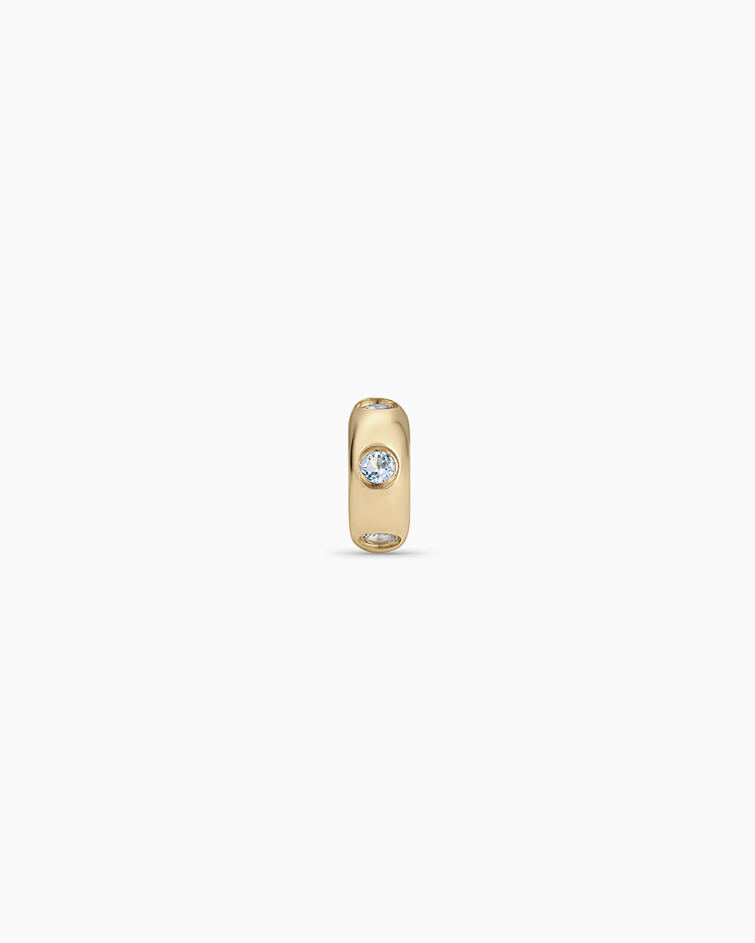 14K Gold Birthstone Halo Charm || option::14K Solid Gold, Aquamarine - March