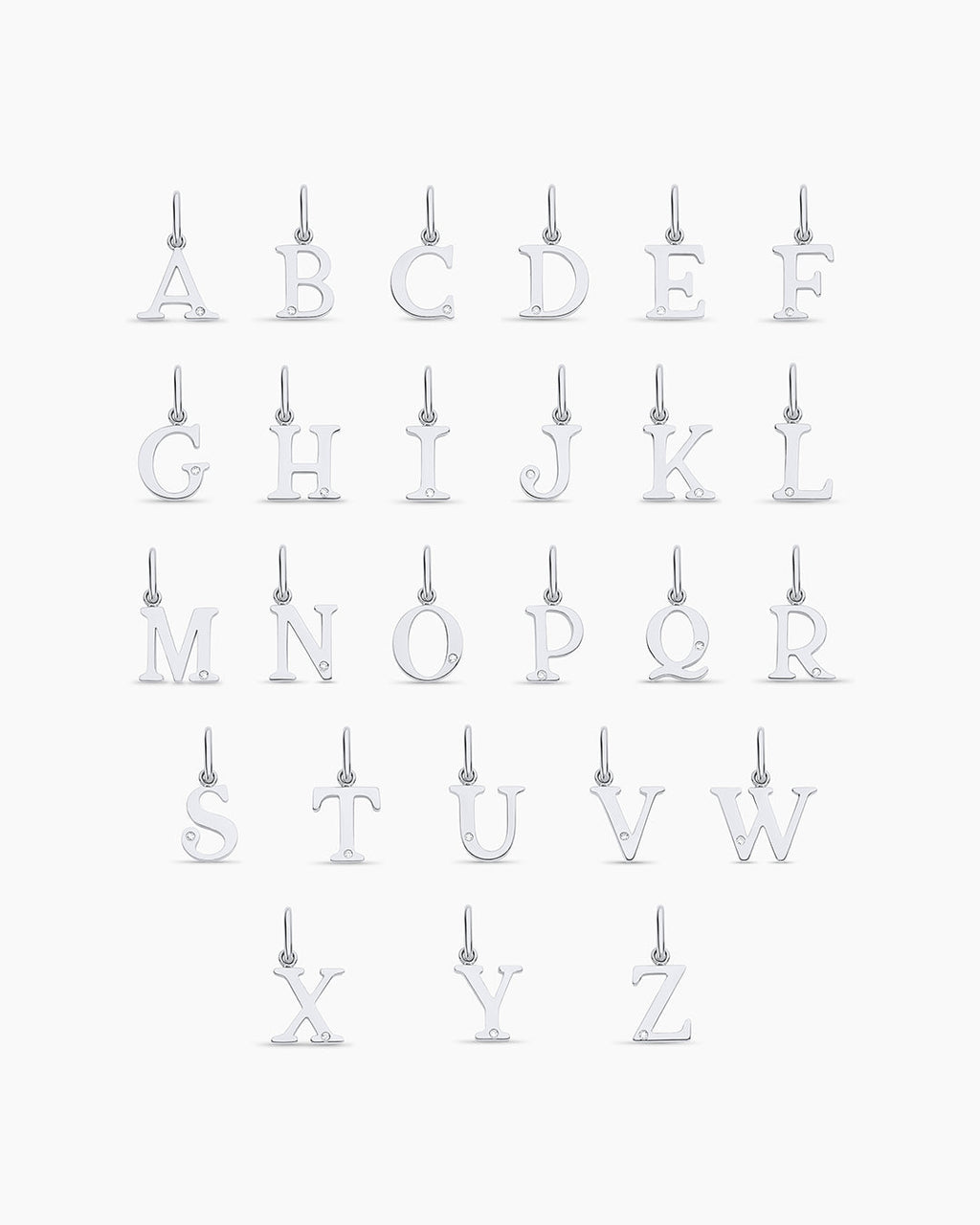 14K solid white gold alphabet charms || option::14K Solid White Gold