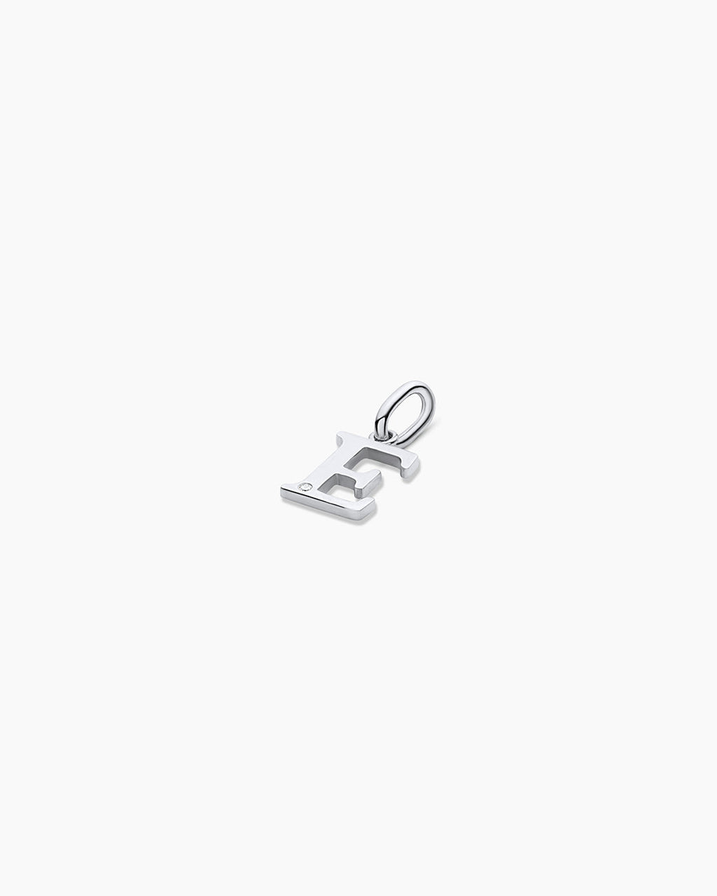 Diamond Vintage Alphabet Charm || option::14K Solid White Gold, E